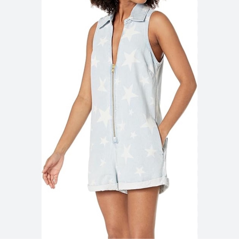 Show Me Your MuMu Light Blue Star Zip Romper